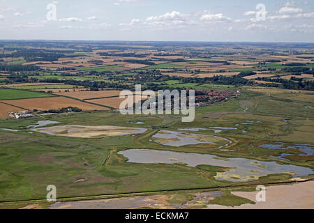 Antenne des Cley-weiter-die Meeres-Naturschutzgebiet, Norfolk Wildlife Trust, Sommer, Norfolk UK Stockfoto