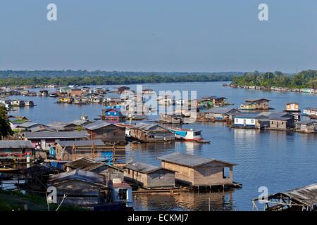 Brasilien, Bundesstaat Amazonas, Amazonas-Becken, Tapaua, schwimmende Häuser, Teil der Stadt an der Kreuzung Pf der Purus River und dem Ipixuna river Stockfoto