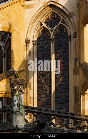 Frankreich, Pyrenees Atlantiques Baskenland, Bayonne, Detail von Str. Marys Kathedrale bei Sonnenaufgang Stockfoto