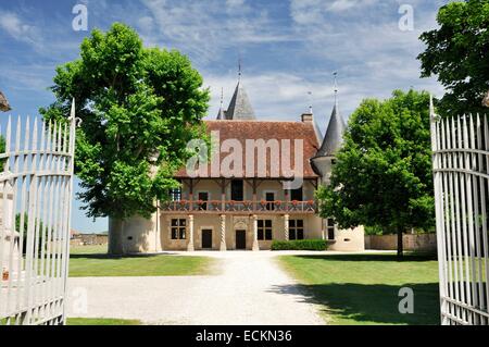 Frankreich, Aube, Rumilly Les Naturkindergärten, Türmchen Herrenhaus aus dem Tor gesehen Stockfoto