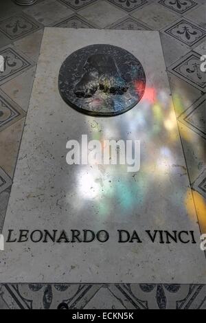 Frankreich, Indre et Loire, Loire-Tal, Weltkulturerbe der UNESCO, Amboise, Sankt Hubertus-Kapelle des Schlosses Amboise, das Grab von Leonardo da Vinci Stockfoto