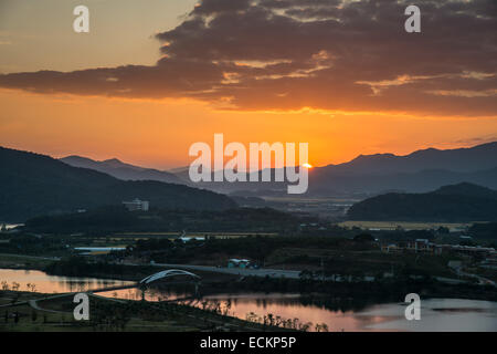 Blick vom Hak-Observatorium in Sangju-Si, Korea Stockfoto