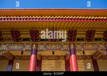 Chinesische Architektur, buddhistische Tempel, heilige Gebäude, Haupthalle, Hsi Lai Tempel, Stadt der Hacienda Heights, Los Angeles County, Kalifornien Stockfoto