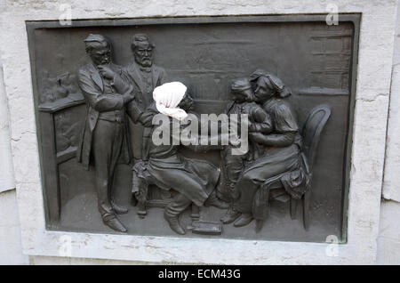 Detail der Statue de Pasteur, Lille Rijssel Frankreich. Stockfoto