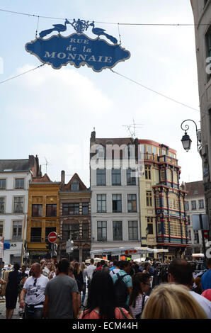 Rue De La Monnaie, Lille Rijssel Frankreich. Stockfoto