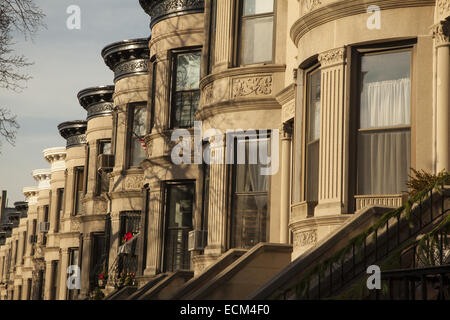 Reihenhäuser am 9th Street in Park Slope, Brooklyn, NY. Stockfoto