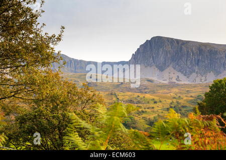 Ein kleiner Wasserfall an der Unterseite der Cwm Amarch auf Cadair Idris Stockfoto