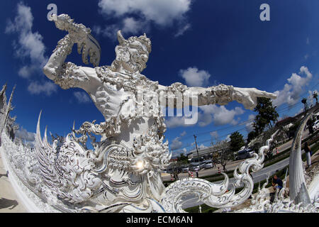 Wat Rong Khun, der weiße Tempel, buddhistische Tempel, Chiang Rai, Thailand Stockfoto