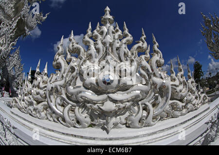 Wat Rong Khun, der weiße Tempel, buddhistische Tempel, Chiang Rai, Thailand Stockfoto