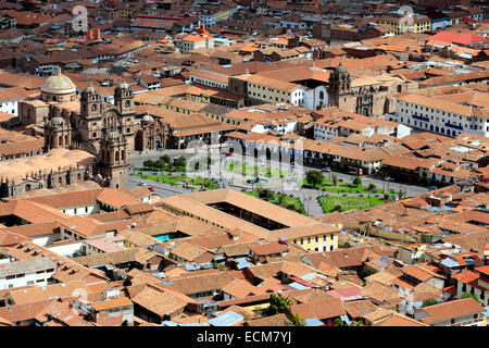 Dächer und Plaza de Armas in Cusco, Peru Stockfoto