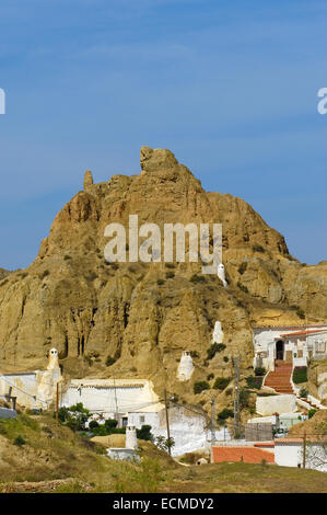 Höhlenwohnungen in Santiago Höhlenwohnungen Viertel, Guadix, Marquesado Region, Provinz Granada, Andalusien, Spanien, Europa Stockfoto