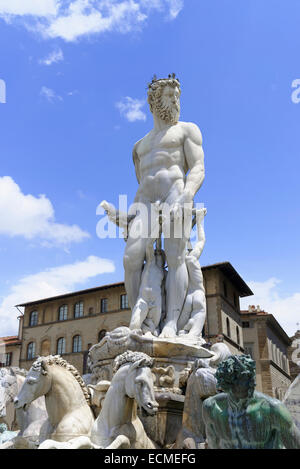 Der Brunnen von Neptun von Bartolomeo Ammannati, 1575, Piazza della Signoria, Florenz, Toskana, Italien Stockfoto