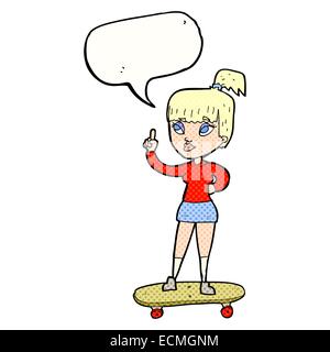 Cartoon-Skater-Girl mit Sprechblase Stock Vektor
