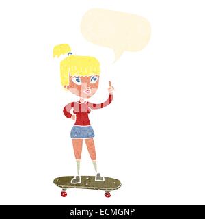 Cartoon-Skater-Girl mit Sprechblase Stock Vektor
