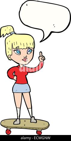 Cartoon-Skater-Girl mit Sprechblase Stock Vektor