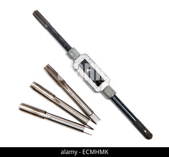 Schrauben Sie Hähne auf dem weißen Hintergrund Stockfoto