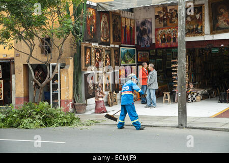 Offene fronted Kunsthandlung in Lima, Peru. Stockfoto