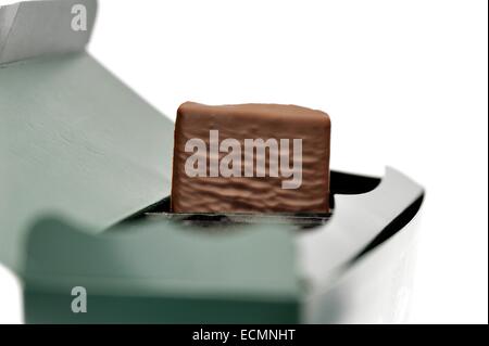 Nach acht Schokolade Münzstätten Stockfoto