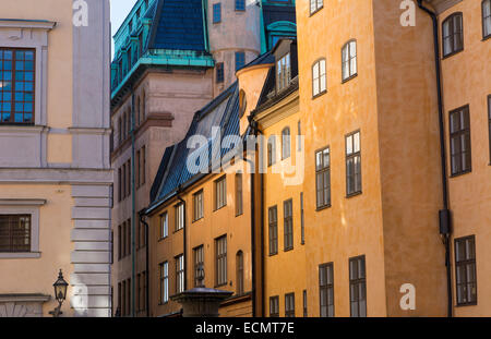 Stockholm Schweden schöne bunte Altbauten in Altstadt von Gamla Stan Stockfoto