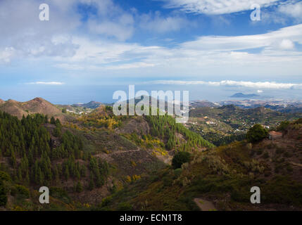 Luftbild vom Mittelgebirge in Richtung Las Palmas Gran Canaria Stockfoto