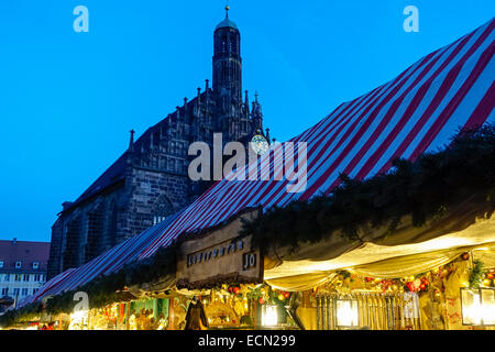 Weihnachtsmarkt, Chriskindlesmarkt in Nürnberg, Middle Franconia, Bayern, Deutschland, Europa Stockfoto