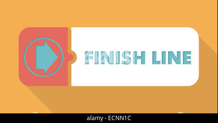 Ziellinie auf blauem Hintergrund im Flat Design. Stockfoto