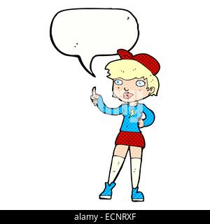 Cartoon-Skater-Girl geben Daumen nach oben Symbol mit Sprechblase Stock Vektor