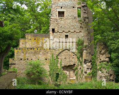 Ruinen der Abtei Disibodenberg in der Nähe von Dorf Staudernheim, wo die heilige Hildegard von Bingen lebte, Rheinland-Pfalz, Deutschland Stockfoto