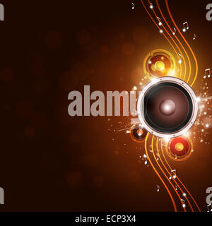 Funky sound-Lautsprecher abstrakten Hintergrund mit Noten Stockfoto