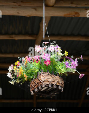 gefälschte Blume hypochondrischen in hängenden Korb für dekorative Haus Stockfoto