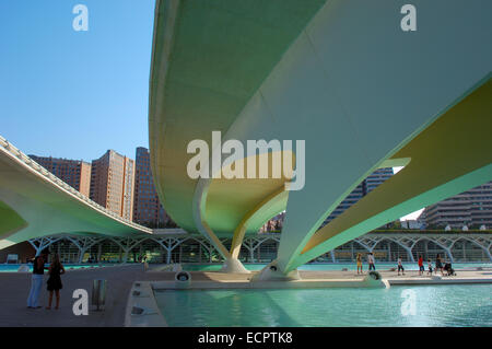 Monteolivete Brücke bei Stadt der Künste und Wissenschaften, von S. Calatrava, Valencia, Comunidad Valenciana, Spanien, Europa Stockfoto