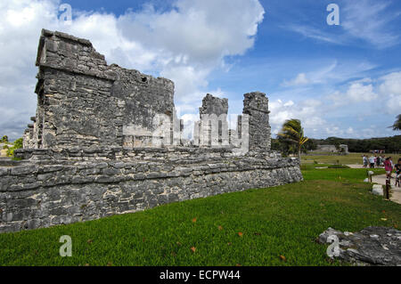 Maya-Ruinen von Tulum, 1200-1524, Tulum, Quintana Roo Zustand, Riviera Maya, Halbinsel Yucatan, Mexiko Stockfoto