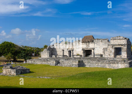 Maya-Ruinen von Tulum, 1200-1524, Tulum, Quintana Roo Zustand, Riviera Maya, Halbinsel Yucatan, Mexiko Stockfoto