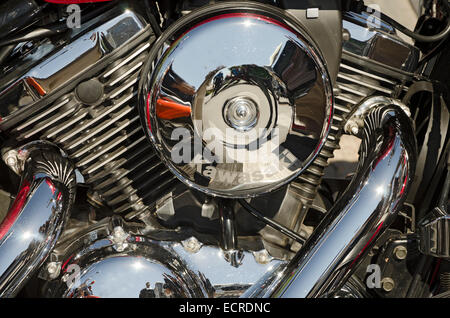 VALLADOLID, Spanien – 2. September 2012: Motorblock Kawasaki Motorrad bei einem Treffen von Oldtimern in Valladolid, Spanien Stockfoto