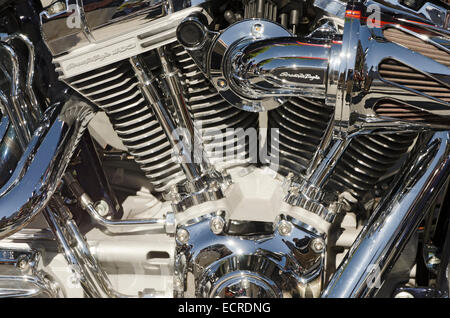 VALLADOLID, Spanien – 2. September 2012: Motorblock eines Motorrades Harley Davidson Scream Eagle 103 auf einer Sitzung des Vintage c Stockfoto