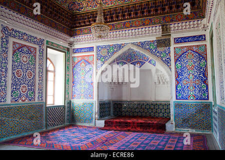 Innenraum des Palastes von Khudoyar Khan / Khudayar Khan / Khudoyarkhan Palast, Kokand, Provinz Fergana, Usbekistan Stockfoto