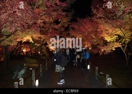 Eikan-Do Zenrin-Ji-Tempel mit Flutlicht Herbstlaub, Kyoto, Japan. Stockfoto