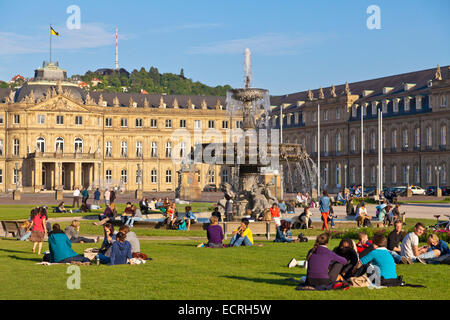 NEUES SCHLOSS, SCHLOSSPLATZ-PLATZ, STUTTGART, BADEN-WÜRTTEMBERG, DEUTSCHLAND Stockfoto