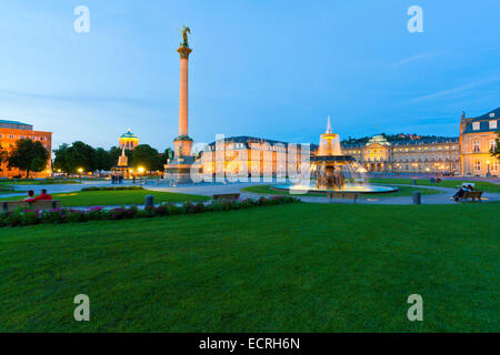 JUBILEE SPALTE, BRUNNEN, NEUEN PALAST AM SCHLOSSPLATZ-PLATZ, STUTTGART, BADEN-WÜRTTEMBERG, DEUTSCHLAND Stockfoto