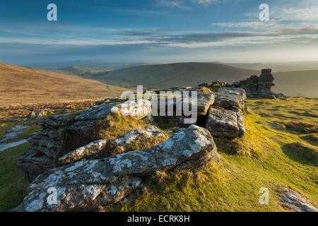 Am Abend kann auf Hookney Tor. Dartmoor National Park, Devon, England. Stockfoto