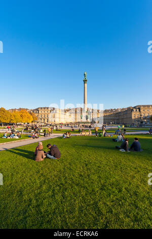 JUBILÄUMS-SPALTE, NEUES SCHLOSS, SCHLOSSPLATZ SQUARE, STUTTGART, BADEN-WÜRTTEMBERG, DEUTSCHLAND Stockfoto