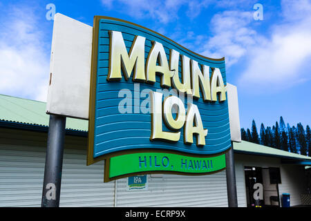 Mauna Loa Macadamia-Nuss Corporation, Hilo, Big Island, Hawaii, Vereinigte Staaten. Stockfoto