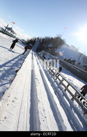 Das Dia auf Terrasse Dufferin in Old Quebec City. Stockfoto