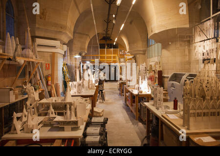 Sagrada Familia Museumswerkstatt in Barcelona, Katalonien, Spanien. Stockfoto