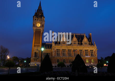 Glockenturm, Hotel de Ville, Rathaus, Calais, Nord-Pas-de-Calais, Frankreich Stockfoto