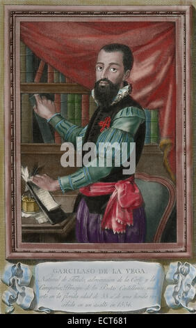 Garcilaso De La Vega (1501-1536). Spanischer Soldat und Dichter. Gravur. Farbige. Stockfoto