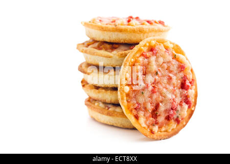 Mini-Pizza auf weißem Hintergrund Stockfoto