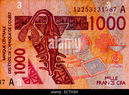 Côte d ' Ivoire 1000 ein tausend Franken Banknote Côte d ' Ivoire Stockfoto