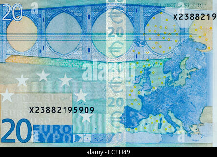 Euro 20 zwanzig Banknote Stockfoto