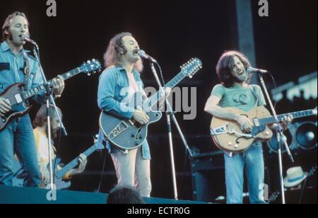 CROSBY, STILLS und NASH-Rock-Gruppe im Jahre 1974. Von links: Stephen Stills, David Crosby, Graham Nash Stockfoto